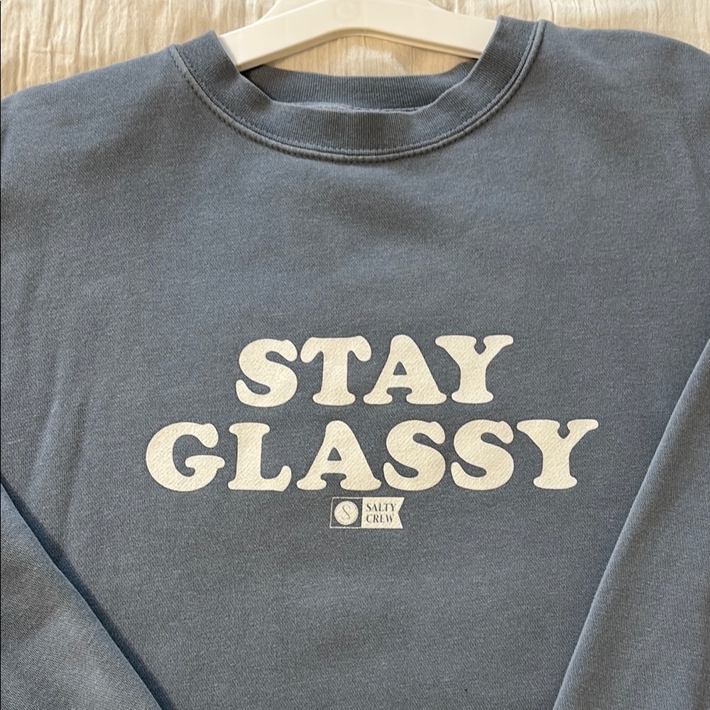 Salty Crew Blue 'Stay Glassy' Crewneck NWOT